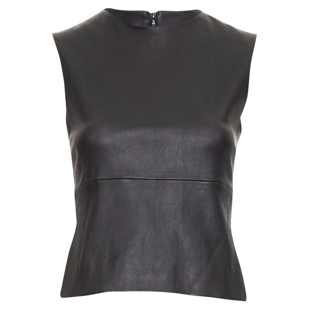 The Row leather stretch minimal seam sleeveless top